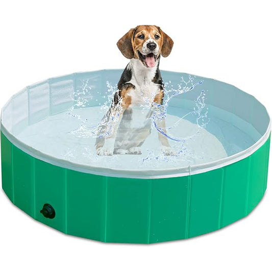 KPUY Foldable Dog Pool, Collapsible Hard Plastic Dog Swimming Pool