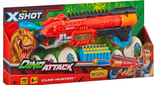 Shotgun with ammunition and 6 eggs claw hunter dino attack x-shot