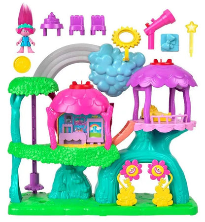 Imaginext Trolls Rainbow Treehouse Playset with Lights, Sounds & Poppy Figure