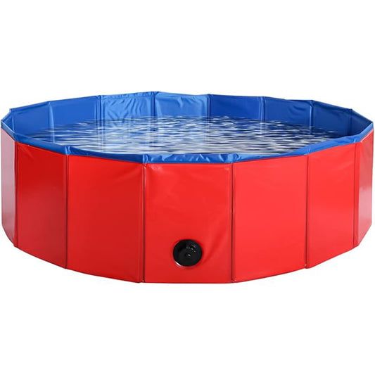 Mono-gatari Collapsible Pet Pool, Portable Dog Pool, Red