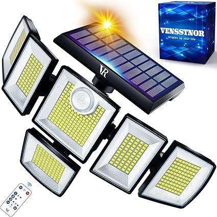 Solar Lights Outdoor Motion Sensor - 300 LED 7000K 3000LM 5 Levels Brightness