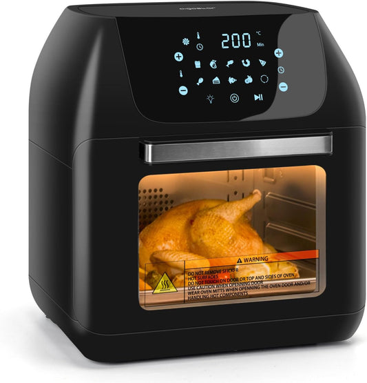 Aigostar 12L Air Fryer Oven Multifunctional with Rotisserie, Digital Air Cooker with 9 Cooking Presets, Adjustable Temperature and Timer, Oil Free Low Fat Cooking, 1500W - Owen 30YVN