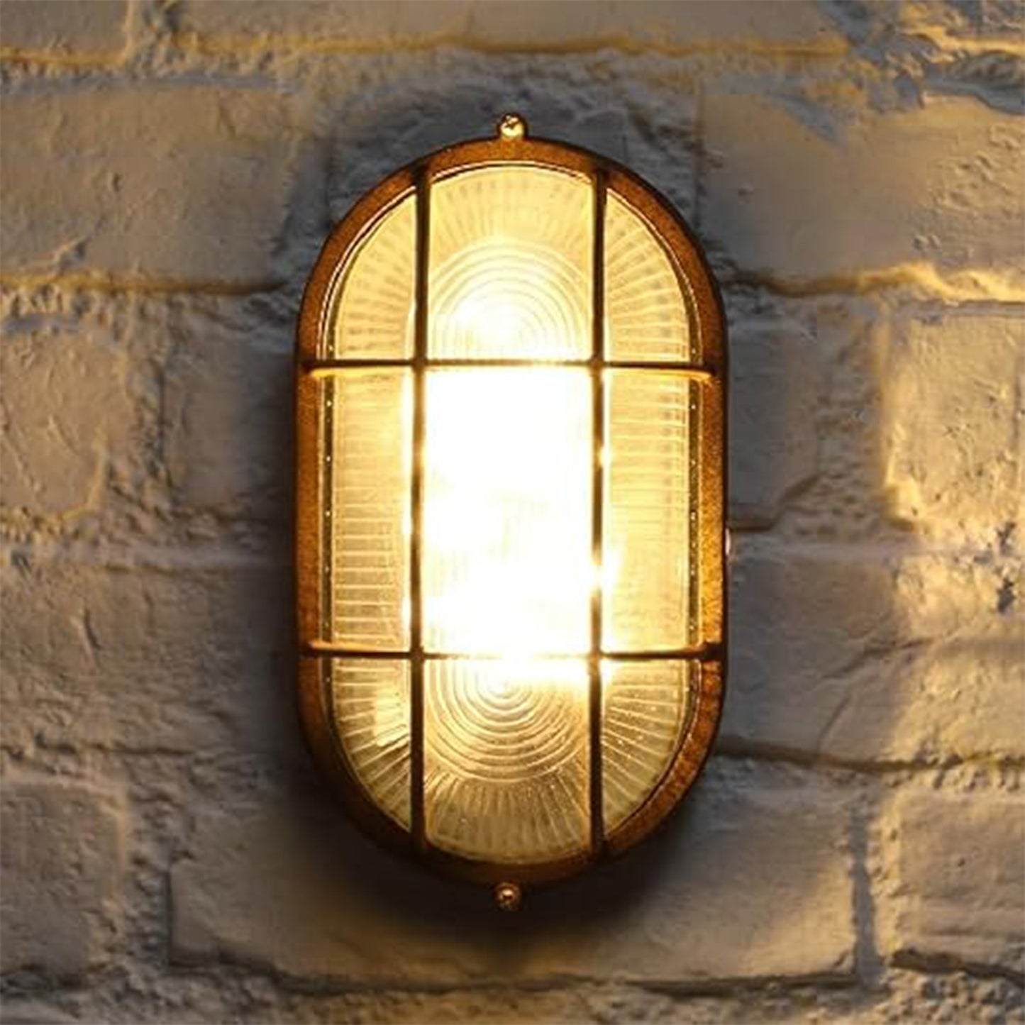 25cm Solar Bulkhead Rustic LED Welcome Outdoor Wall Light | Industrial Vintage