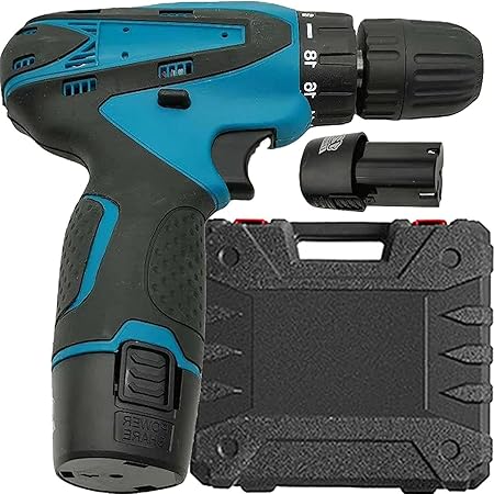 12v Cordless Drill Driver Kit, Portable Multifunction Drilling Tool with 2 Lithium Battery / 2-Speed / 18+1 Torque Adjustment