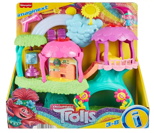 Imaginext Trolls Rainbow Treehouse Playset with Lights, Sounds & Poppy Figure