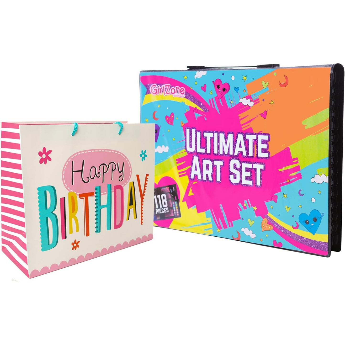 GirlZone Ultimate Art Set for Girls, 118-Piece Awesome Arts and Crafts Kit for Kids