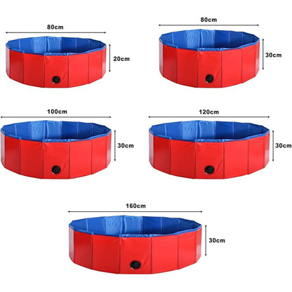 Mono-gatari Collapsible Pet Pool, Portable Dog Pool, Red