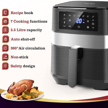 Taylor Swoden Andrea 5.5L Oil-Free Air Fryer, 1700W, 7 Presets, LED Touch, Removable Basket, BPA-Free, Black