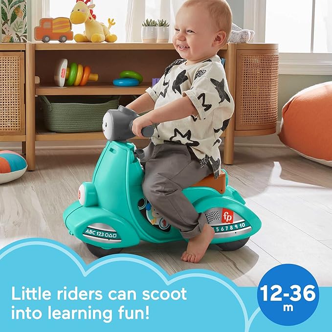 Fisher-Price Laugh & Learn Toddler Ride-On Scooter with Smart Stages, Multi-Language