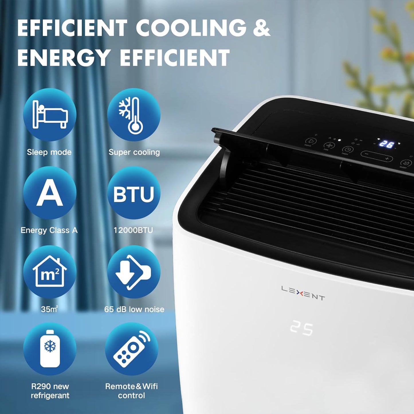 LEXENT 12000BTU Portable Smart Air Conditioning Unit 5 in 1