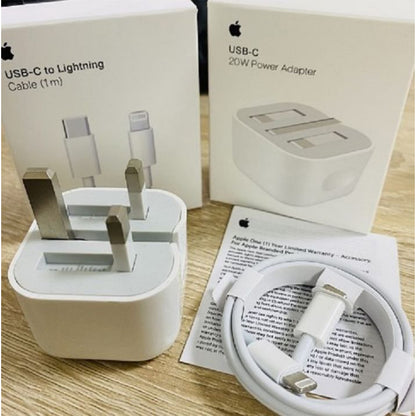 Apple 20W USB-C 3 Pin Charger + Apple USB-C to Lightning Cable (1 m) (Combo Deals)