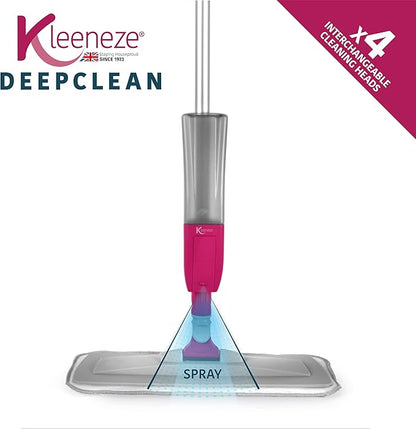 4-in-1 Spray Mop with Grout Scrubber Attachment, 300 ml Refillable Spray Tank, 120 cm Handle