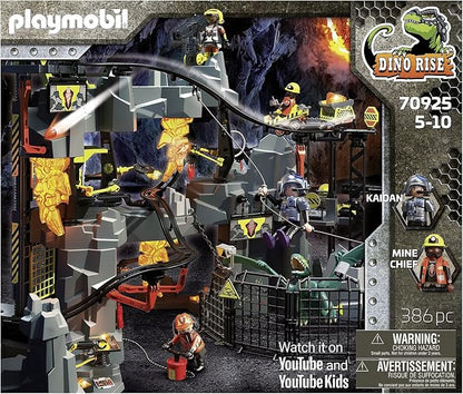 PLAYMOBIL Dino Rise 70925 Dino Mine, Mining Track with Vehicles and Traps, Toy for Children from 5 Years