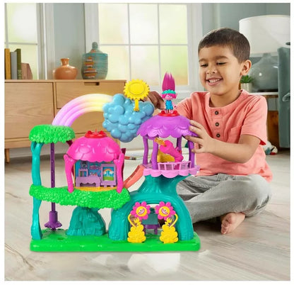 Imaginext Trolls Rainbow Treehouse Playset with Lights, Sounds & Poppy Figure