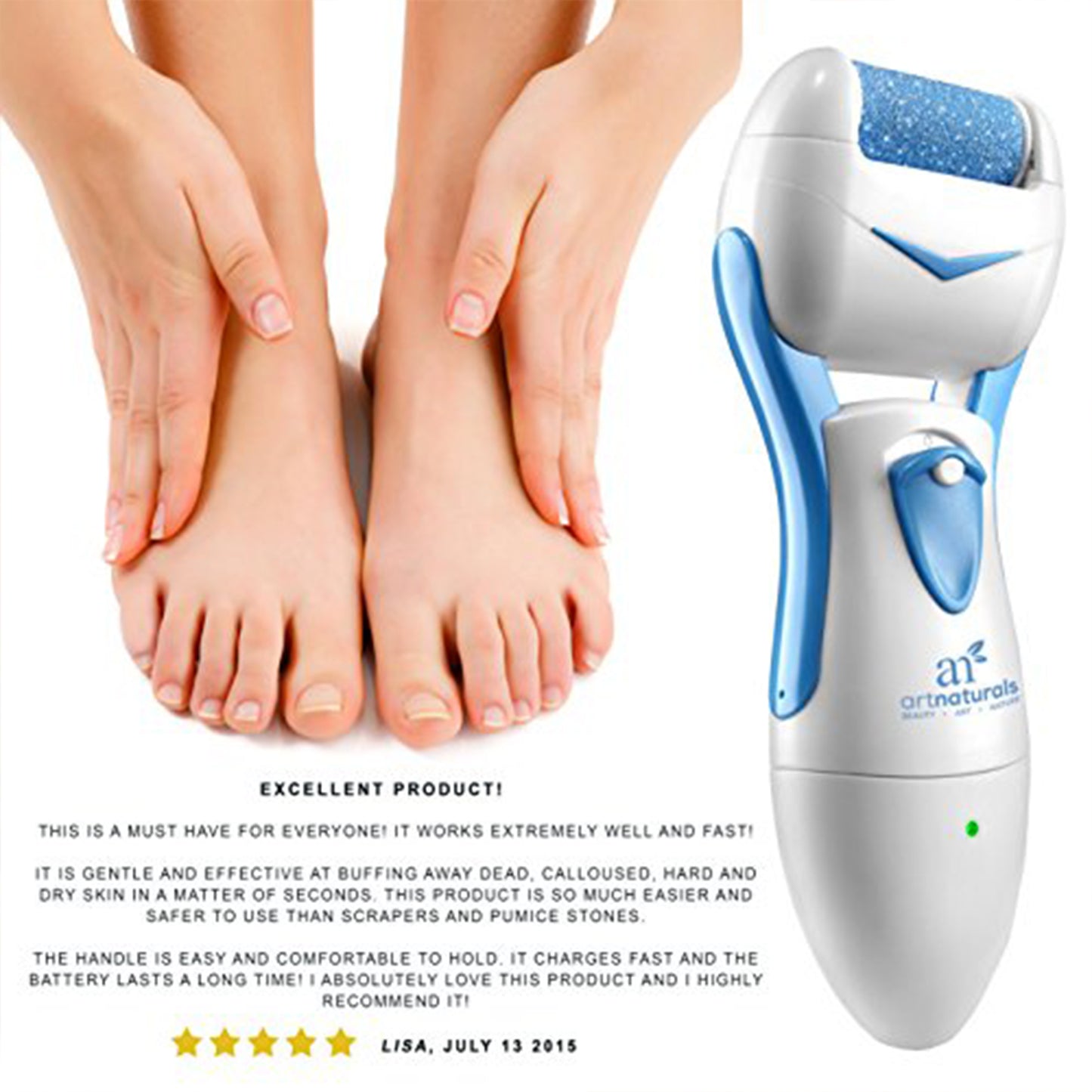 Electric Callus Remover – Rechargeable Foot Scrubber, 3 Rollers for Hard, Dry Skin