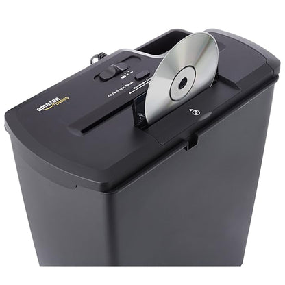 AmazonBasics 8-Sheet Strip-Cut Paper & Credit Card Shredder, Black