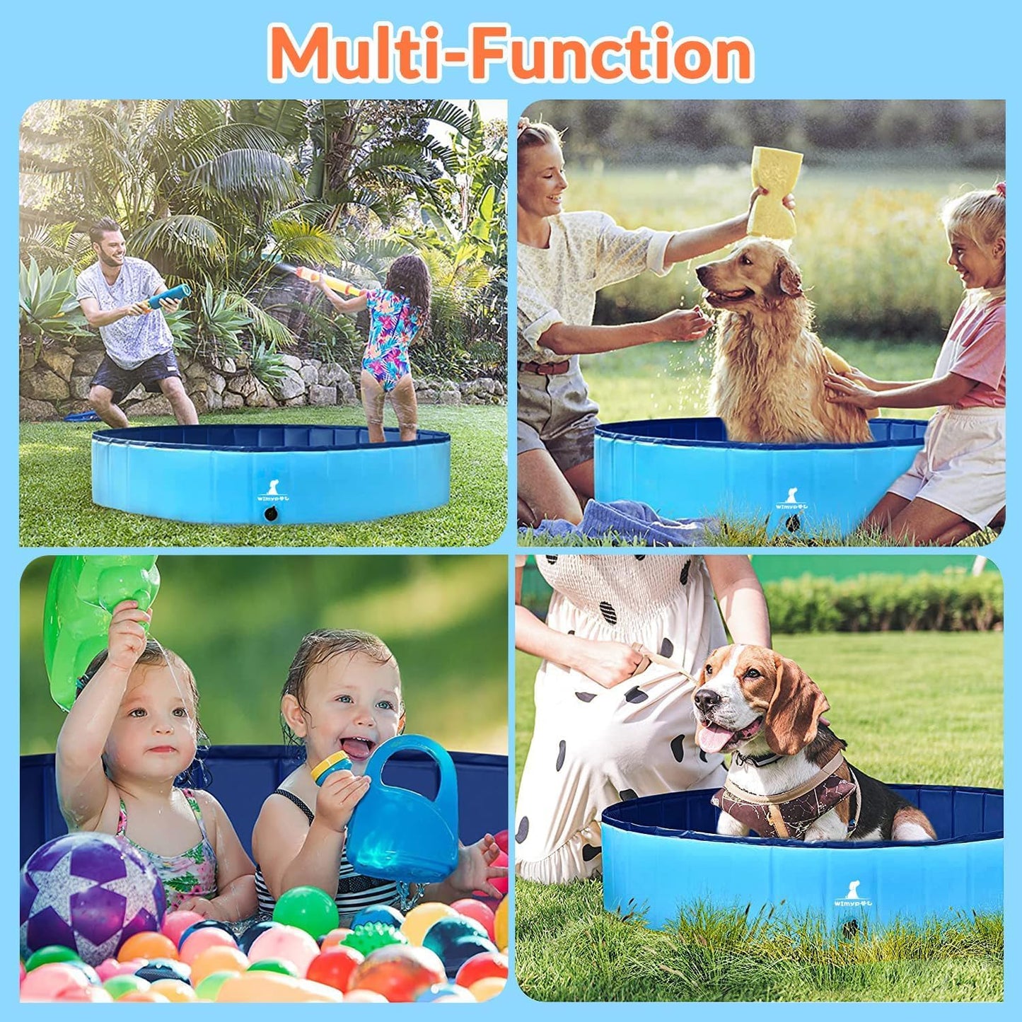 Foldable Dog Swimming Pool, Pet Dog Cat Bathing Tub Indoor Outdoor Puppy Pool,Durable Dogs Paddling Pool in Yard Garden