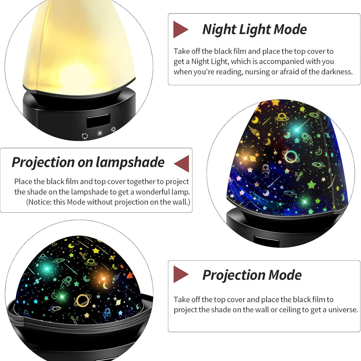 Moredig Night Light for Kids, Night Light Projector 360 Degree