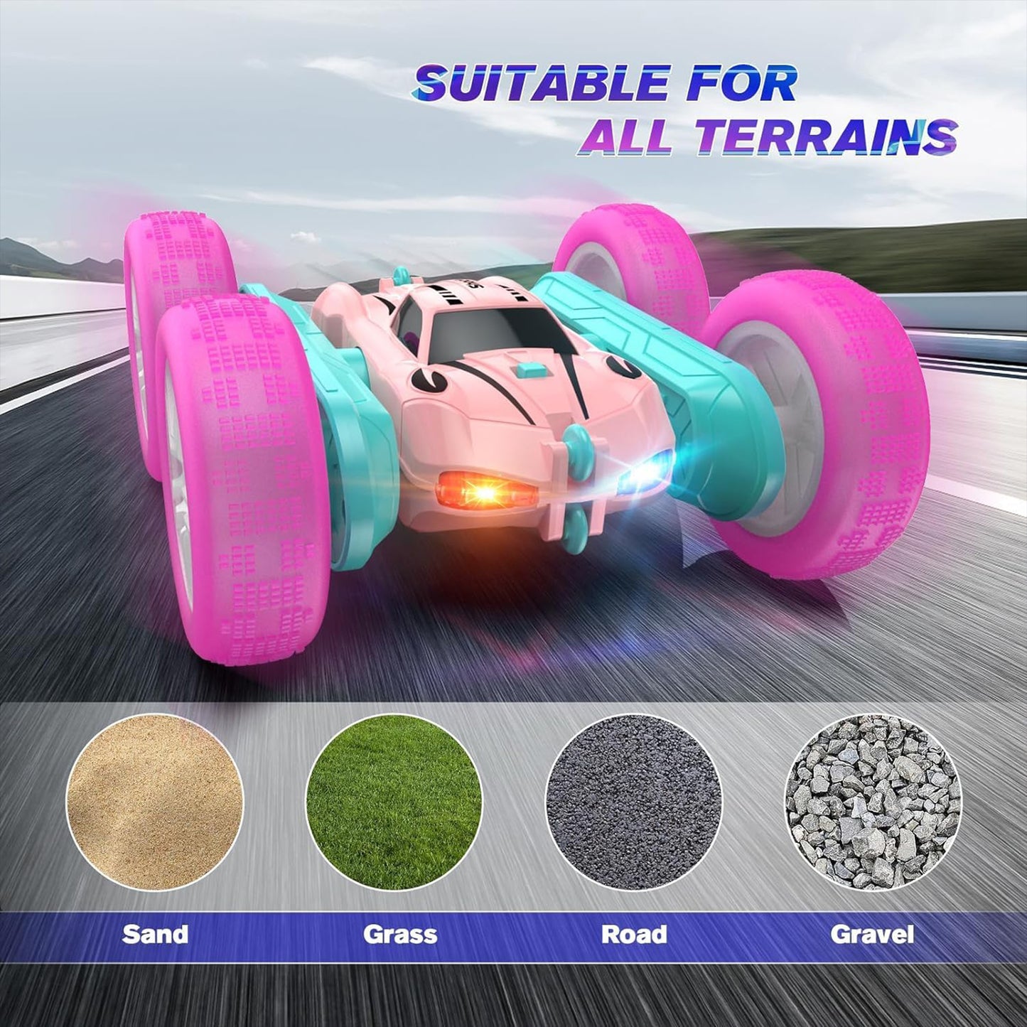 RC Stunt Car, 2.4Ghz Remote Control Car for Kids, Hand Controlled RC Car with Cool Light