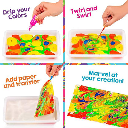 Rainbow Marbling Kit, to Make Marble Art and Craft Kids Will Love