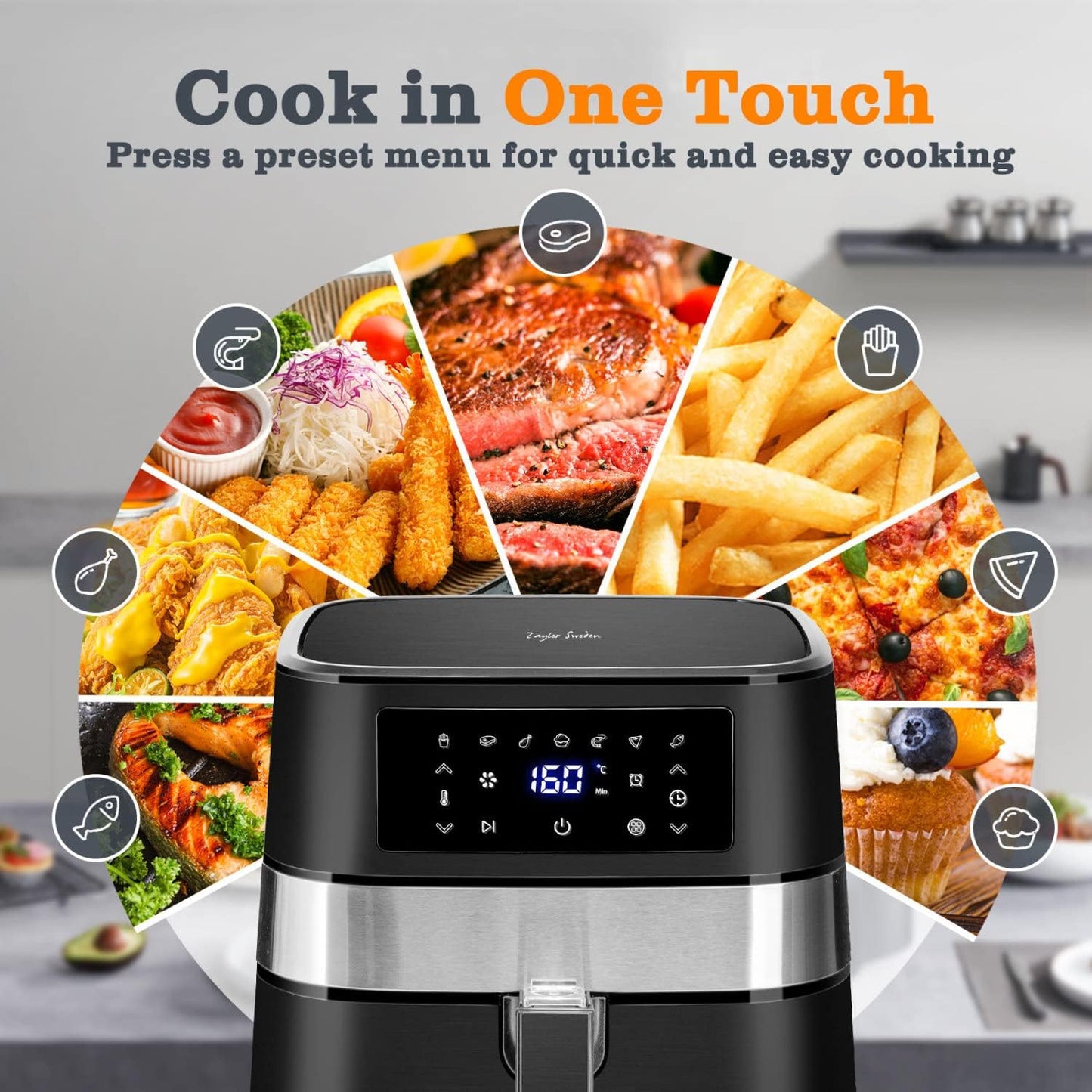 Taylor Swoden Air Fryer, 5.5L Air Fryers Oven for Healthy Oil Free Low Fat Cooking, Recipes Cookbook Included