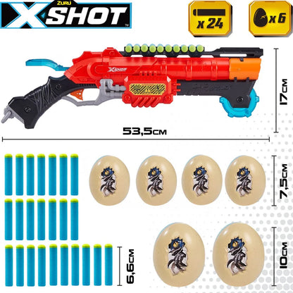 Shotgun with ammunition and 6 eggs claw hunter dino attack x-shot