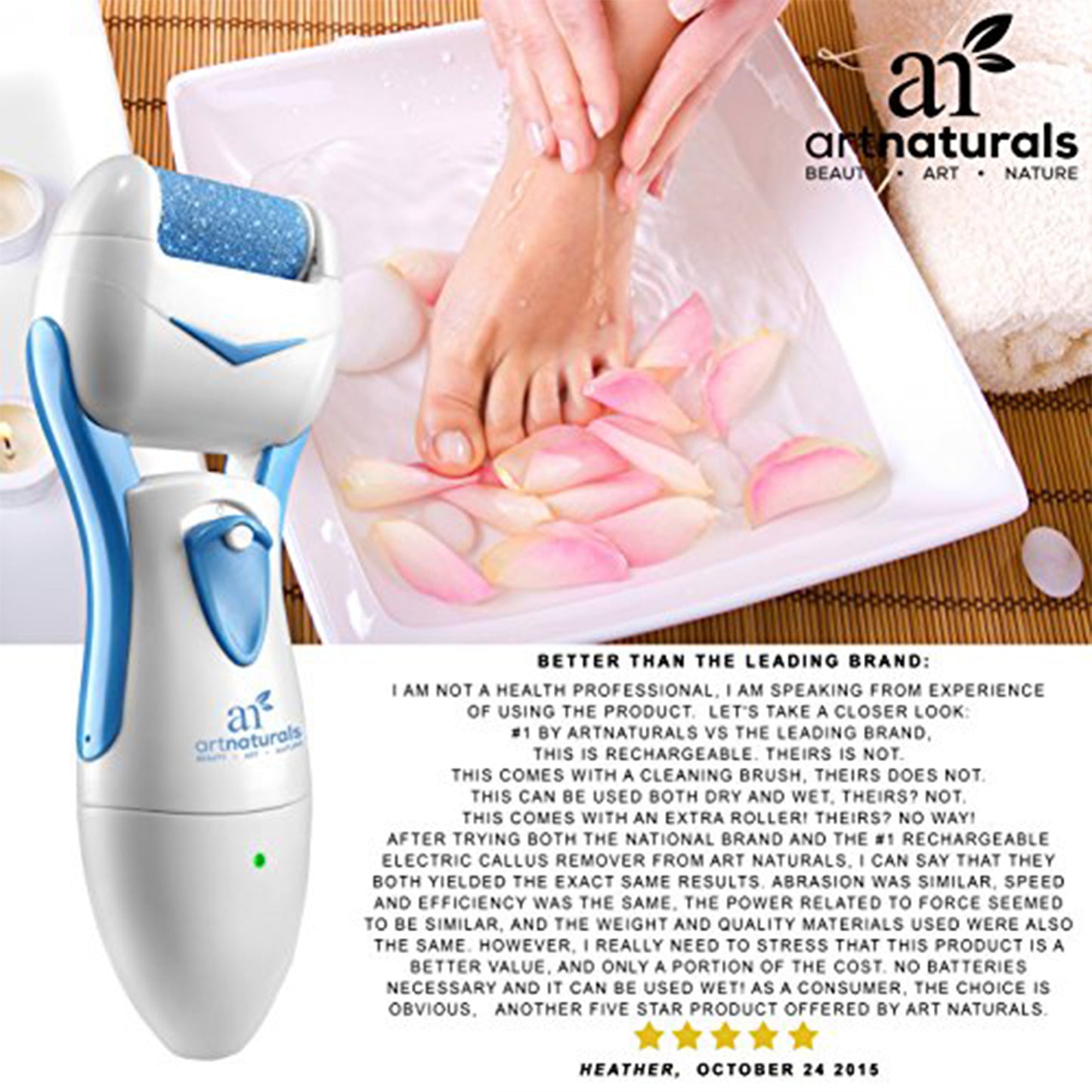 Electric Callus Remover – Rechargeable Foot Scrubber, 3 Rollers for Hard, Dry Skin