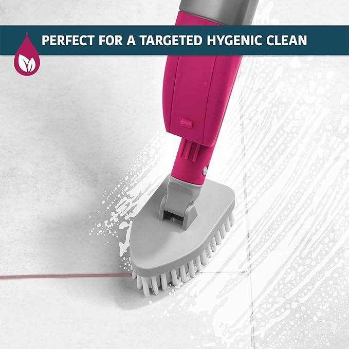 4-in-1 Spray Mop with Grout Scrubber Attachment, 300 ml Refillable Spray Tank, 120 cm Handle