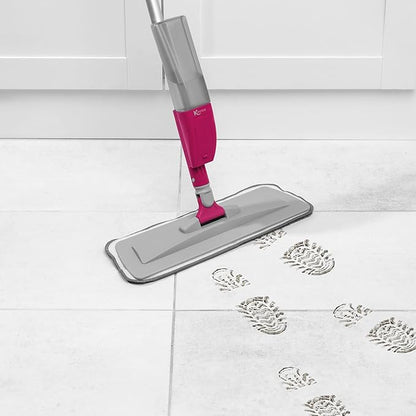 4-in-1 Spray Mop with Grout Scrubber Attachment, 300 ml Refillable Spray Tank, 120 cm Handle