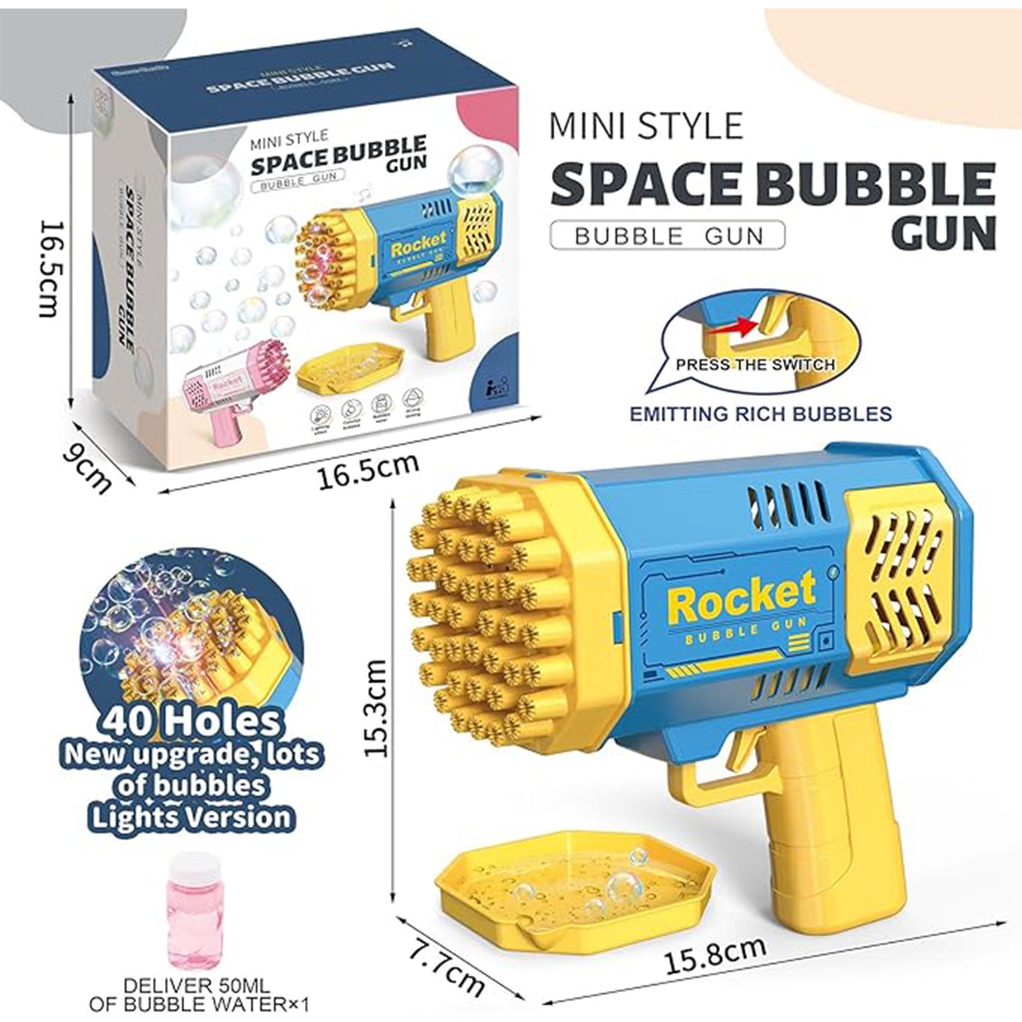 Bubble Machine 2 Pack with 40 Hole Light Sounds Bubble Machine for Kids