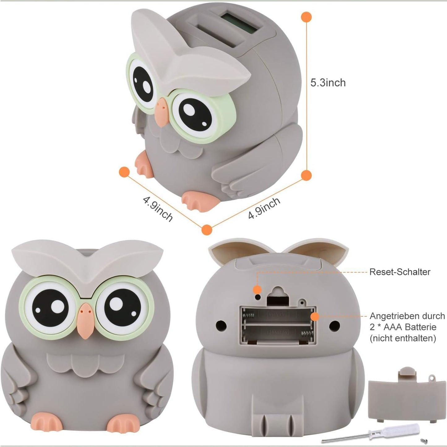 AMAGO Owl Digital Money Box – Cute Piggy Bank for Kids & Adults, with Counter