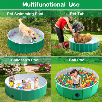 KPUY Foldable Dog Pool, Collapsible Hard Plastic Dog Swimming Pool