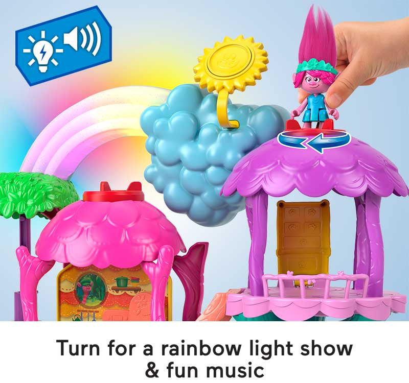 Imaginext Trolls Rainbow Treehouse Playset with Lights, Sounds & Poppy Figure