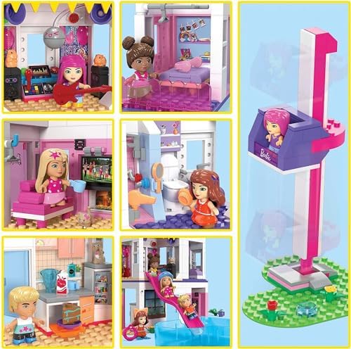 Mega Barbie Color Reveal Building Toys Set, DreamHouse with 545 Pieces