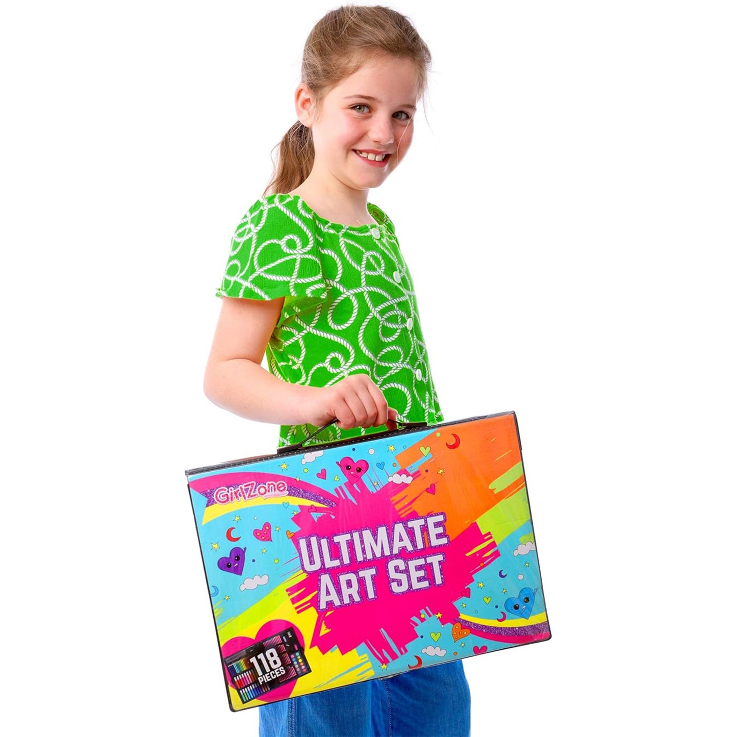 GirlZone Ultimate Art Set for Girls, 118-Piece Awesome Arts and Crafts Kit for Kids